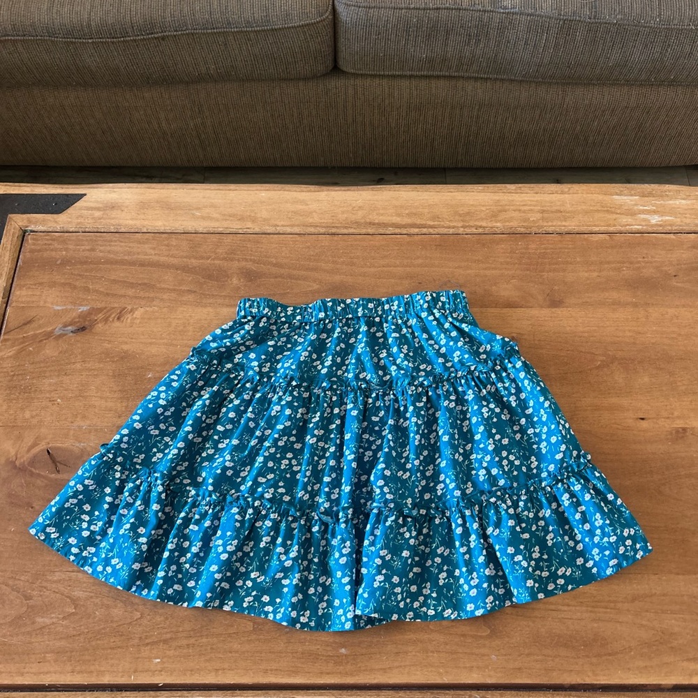 SHEIN Teal Floral Ruffled Mini Skirt